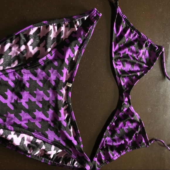 Black/purple bikini size 10 houndstooth pattern - Picture 2 of 6